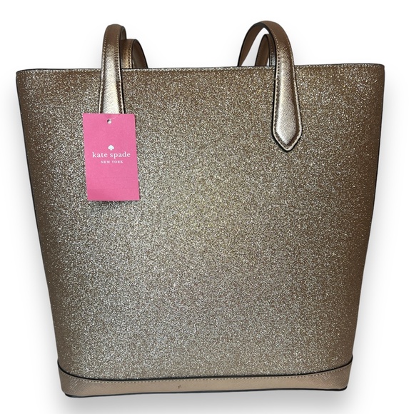 NWT Kate Spade Tinsel Glitter Fabric Shoulder Tote Bag K9338 Rose Gold - Picture 3 of 15